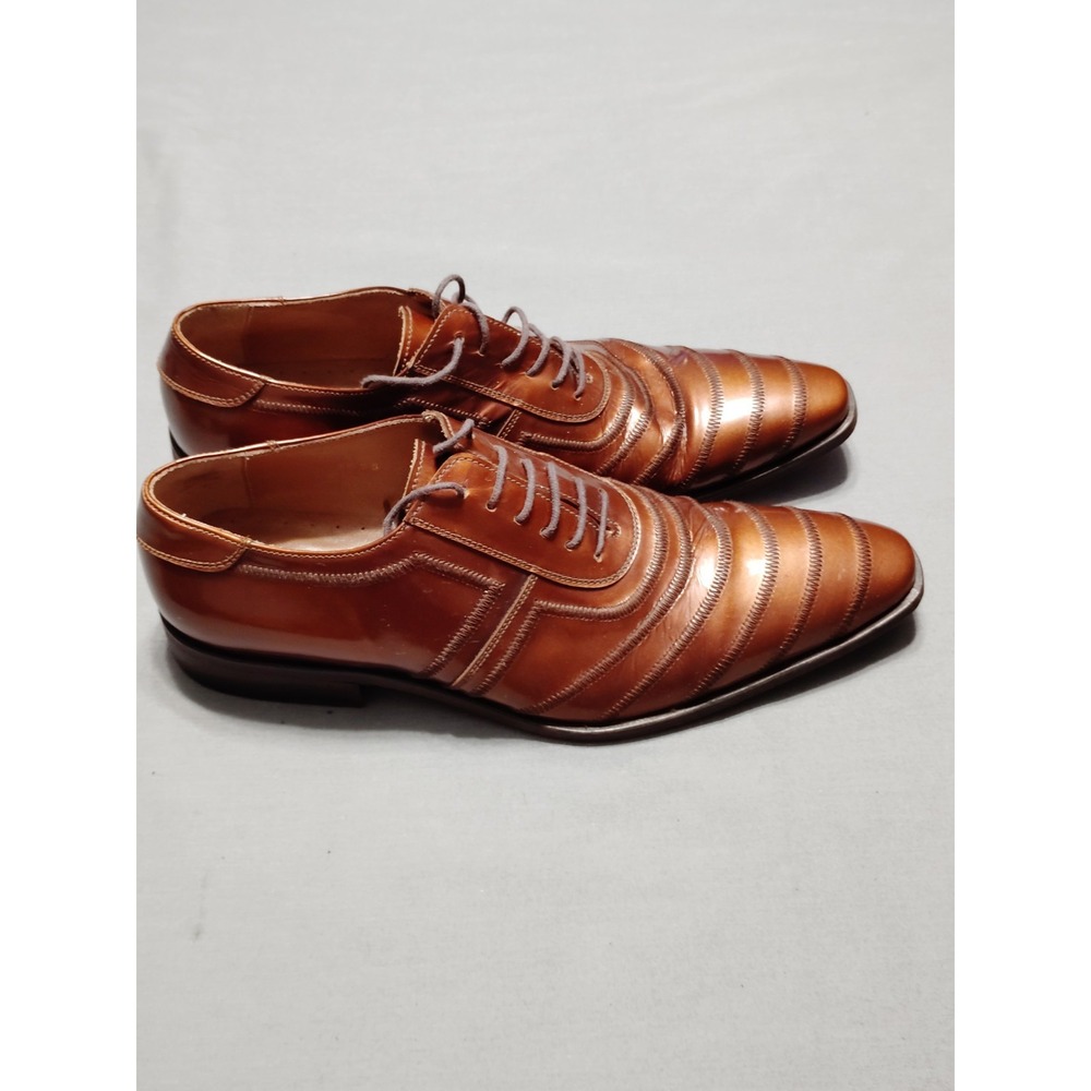 Giovane Gentile Hand Made Wholecut Oxford Shoes Glossy Burnished Brown Men‎ 9.5